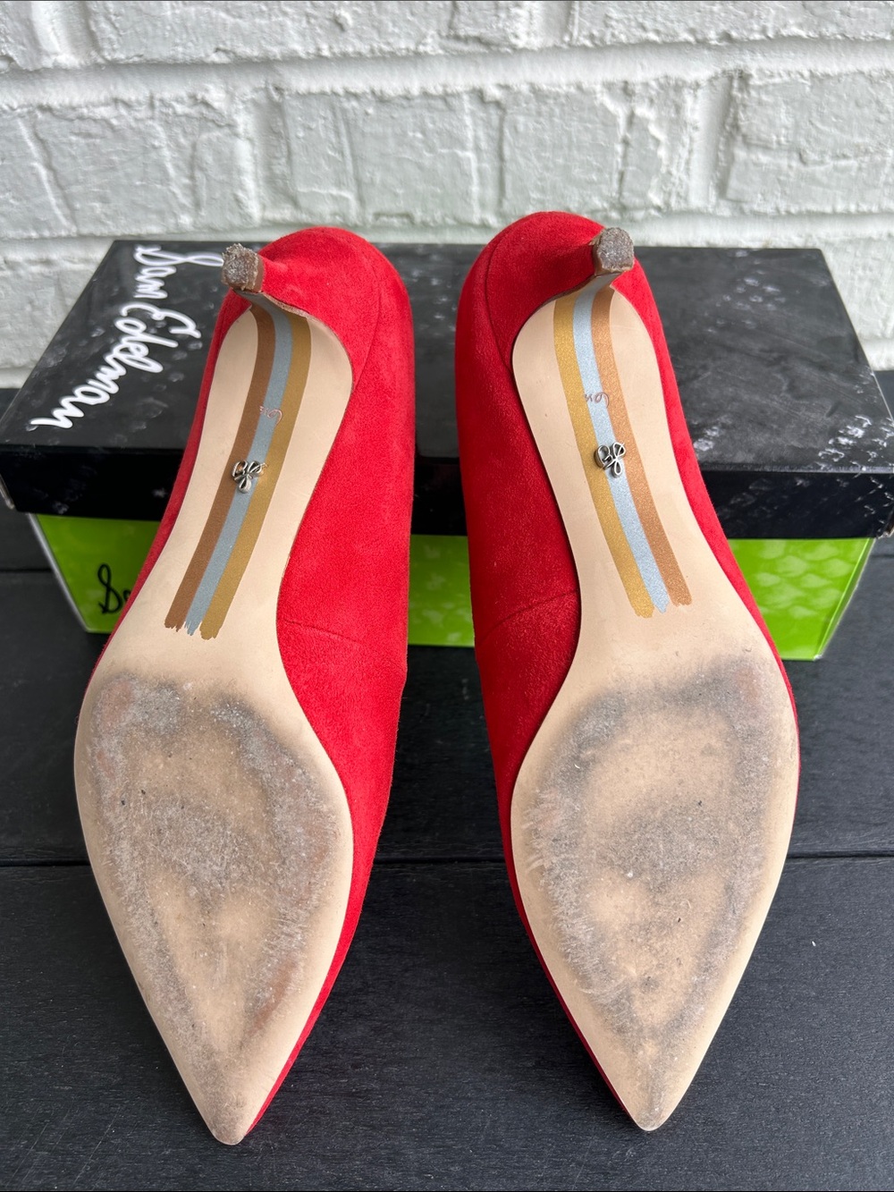Sam Edelman Red Suede Pointed-Toe Heels - Picture 7 of 9